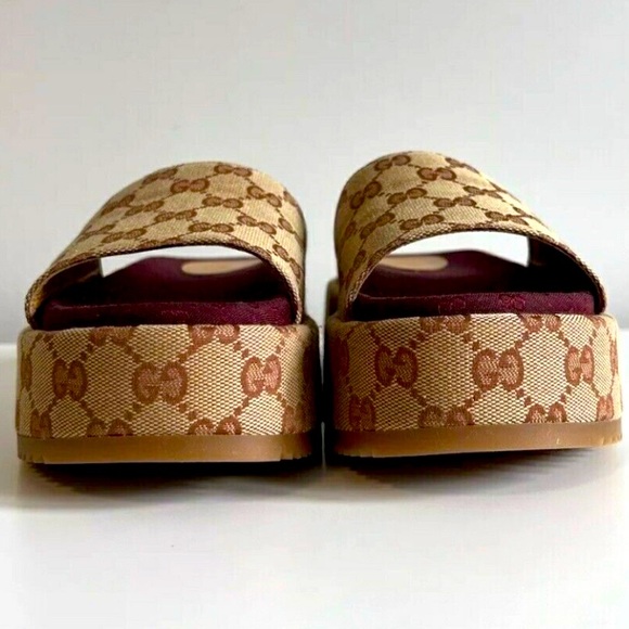 Gucci Women's Angelina GG Canvas Platform Slide Sandals - Picture 2 of 4